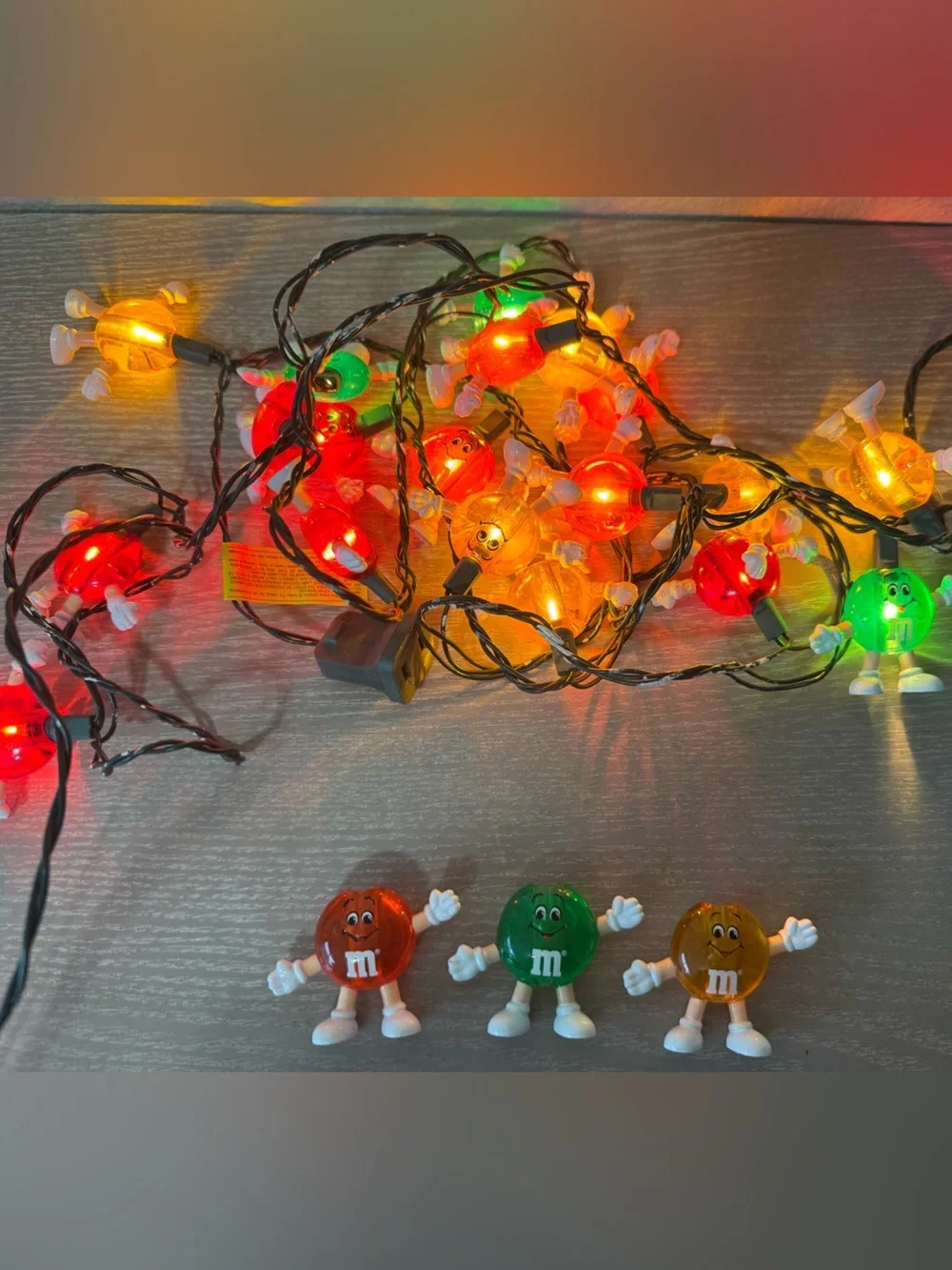 Vintage M&M's Candy Christmas HAPPY LIGHTS 20 Light Strand Set 1990's *